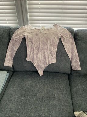 Victoria's Secret Light Lavender Tie-Dye Long Sleeve Bodysuit